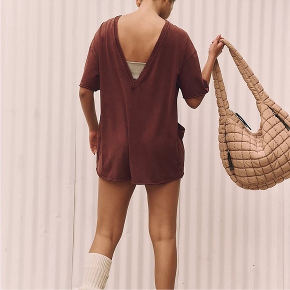 Free People Hot Shot Tee Romper in Dark Espresso XS - Picture 3 of 12
